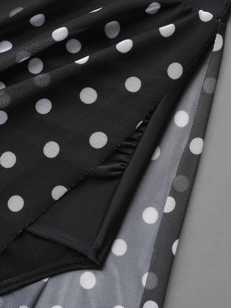 Polka Dot Split Side Swim Skirt