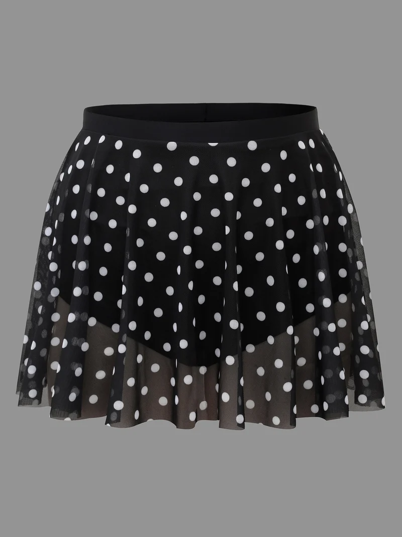 Polka Dot Split Side Swim Skirt