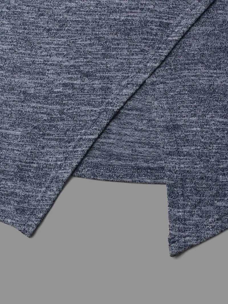Cowl Neck Side Slit Fitted T-Shirt