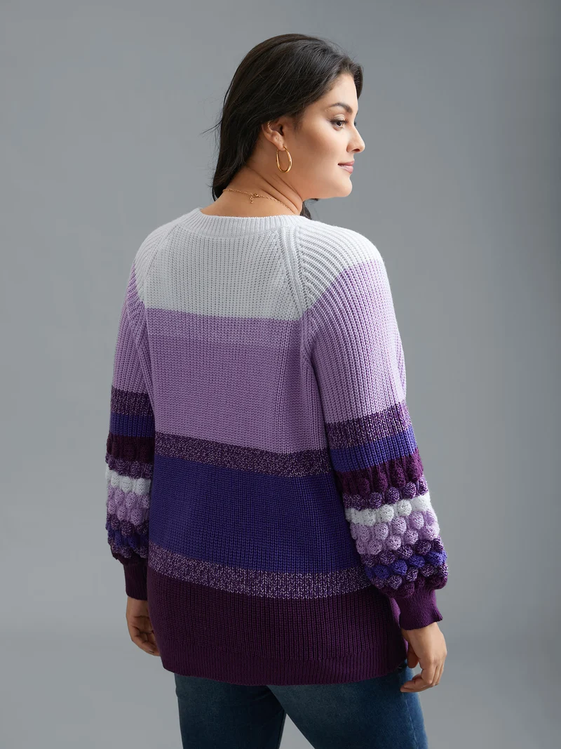 Color contrast Plisse Raglan Sleeve Pullover