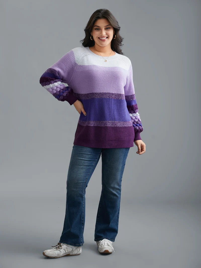 Color contrast Plisse Raglan Sleeve Pullover