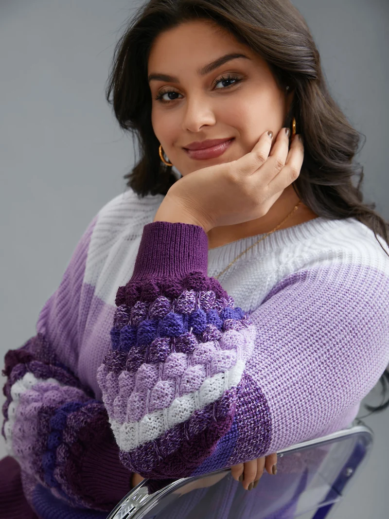Color contrast Plisse Raglan Sleeve Pullover