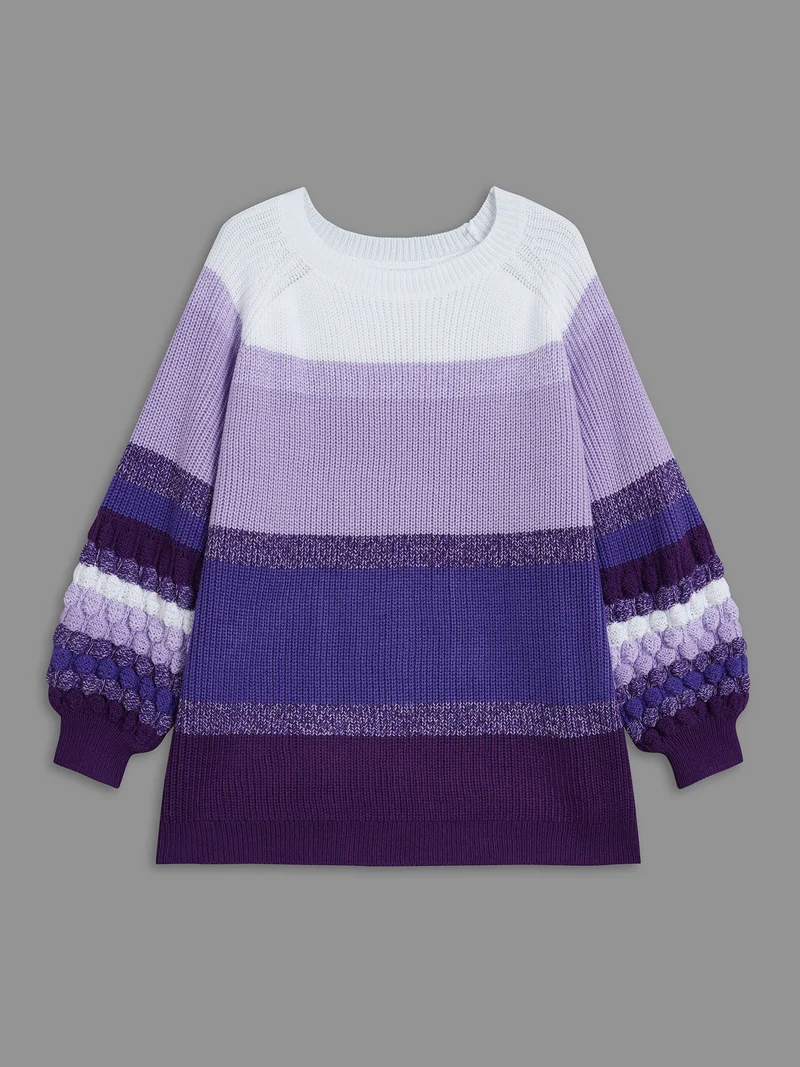 Color contrast Plisse Raglan Sleeve Pullover