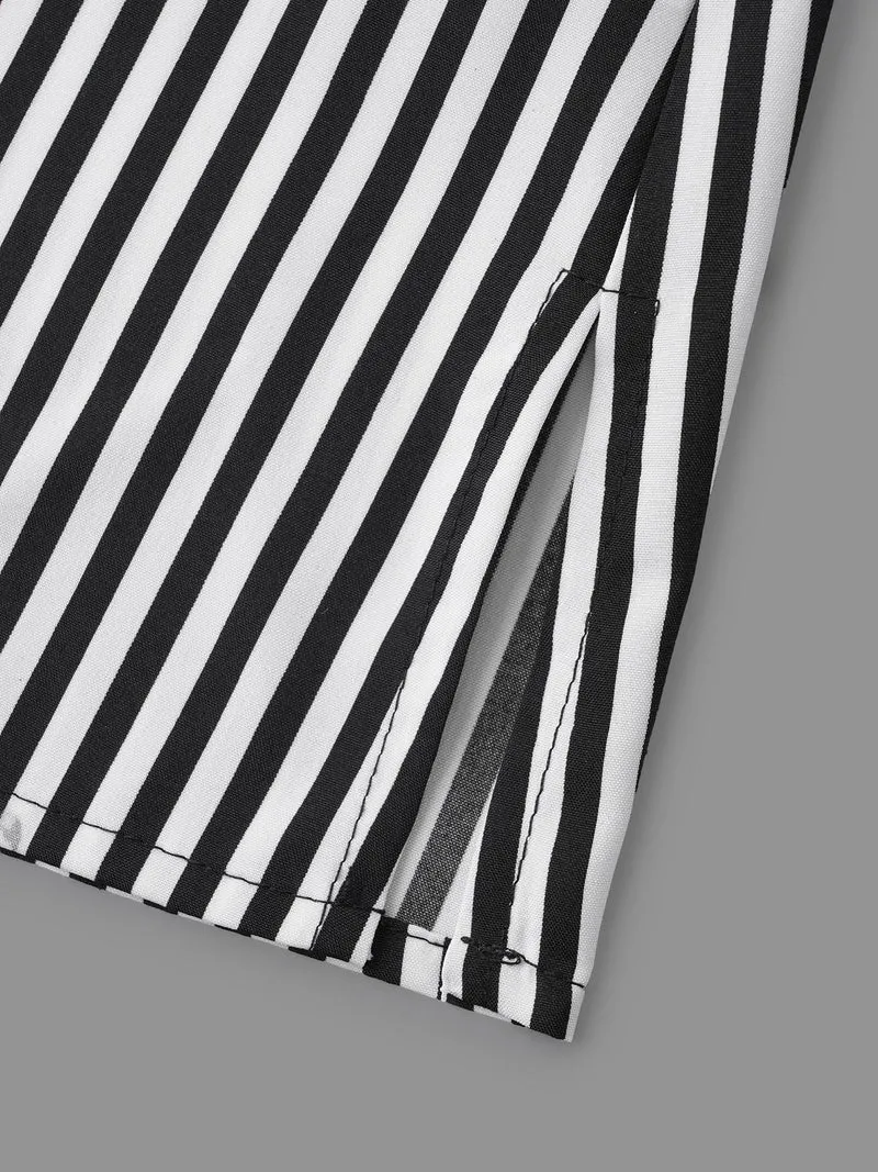 V Neck Striped Patchwork Blouse