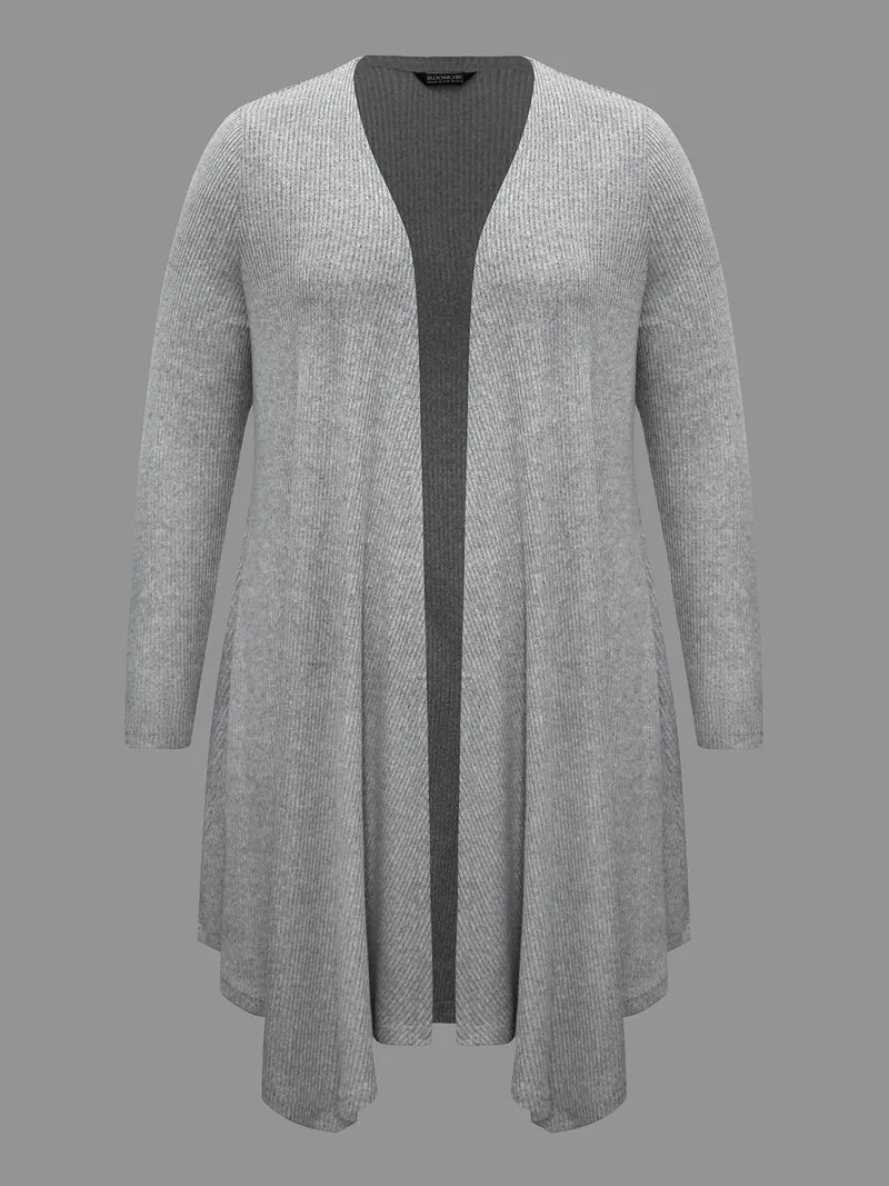 Plain Pit Strip Asymmetrical Hem Cardigan