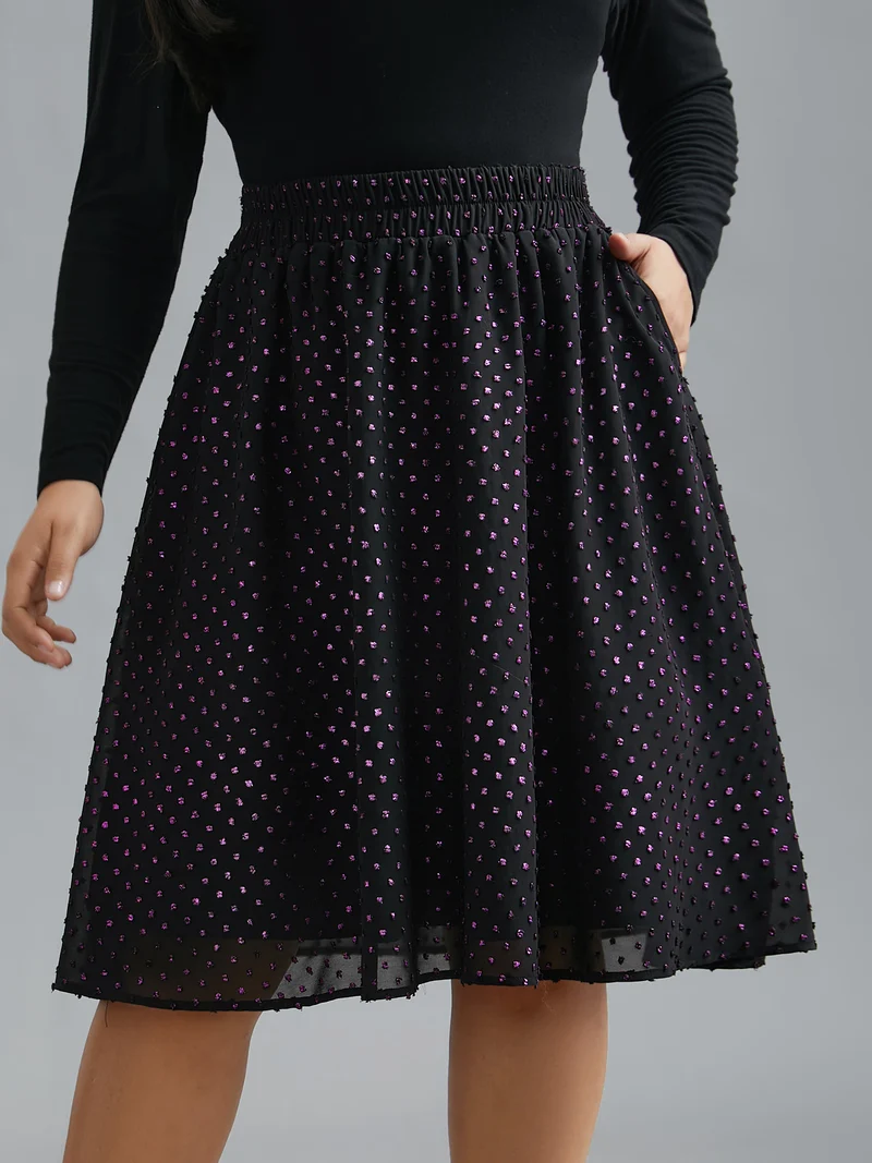 Glitter Polka Dot Pleated Skirt