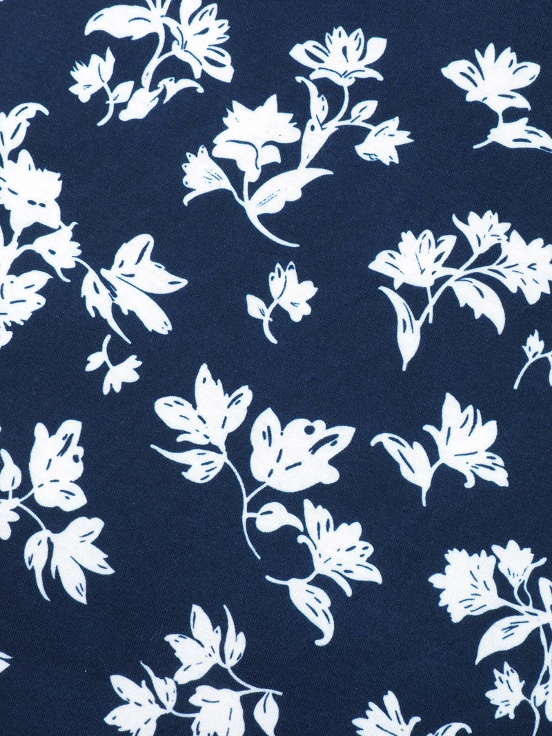 Round Neck Floral Print Fitted T-Shirt