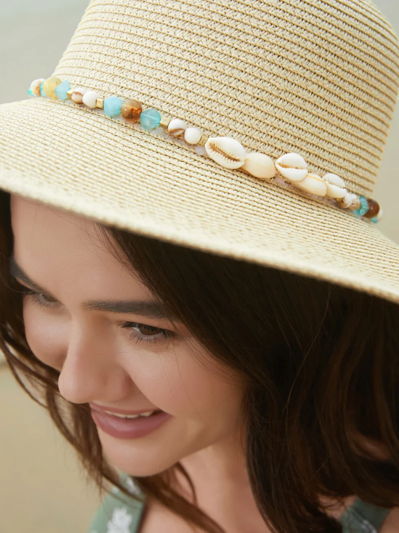 Curved Brim Seashell Vacation Hat