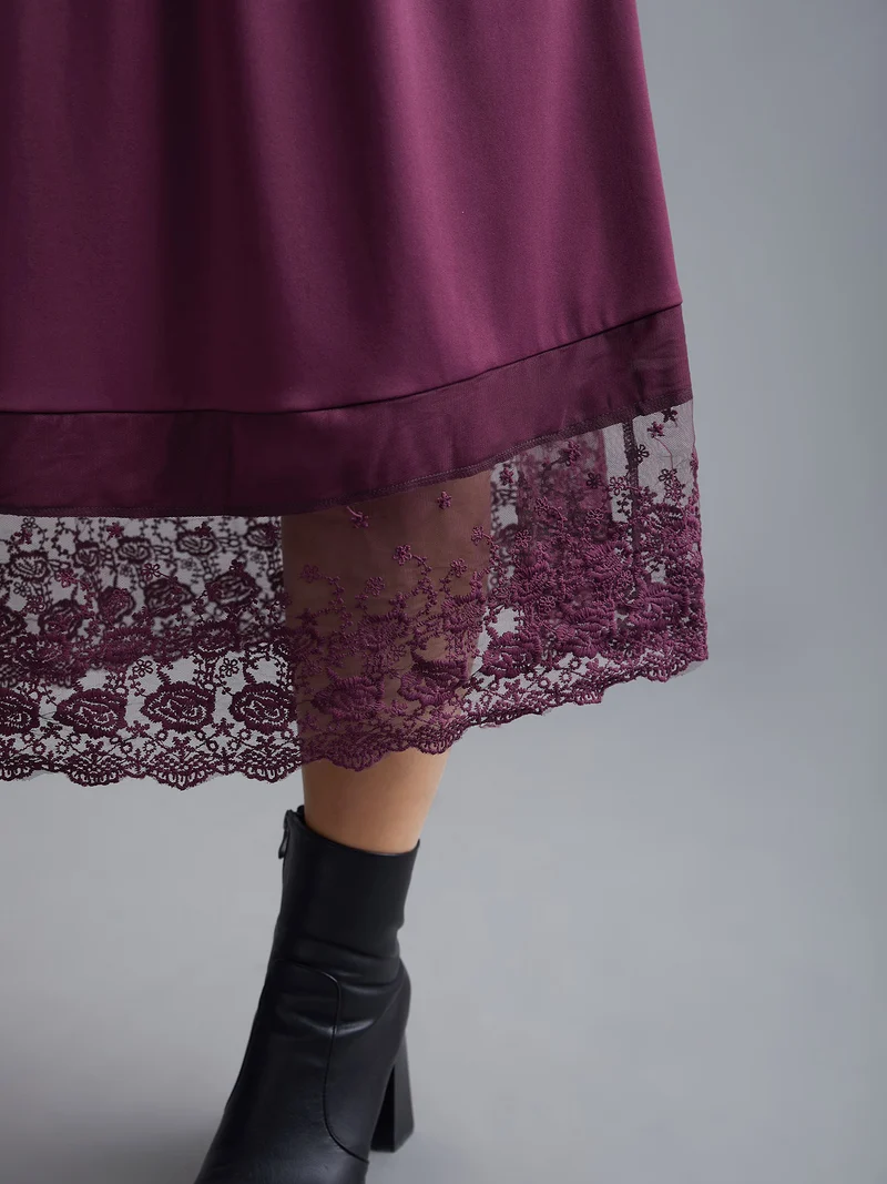 Floral Embroidered Mesh Crisscross Dress