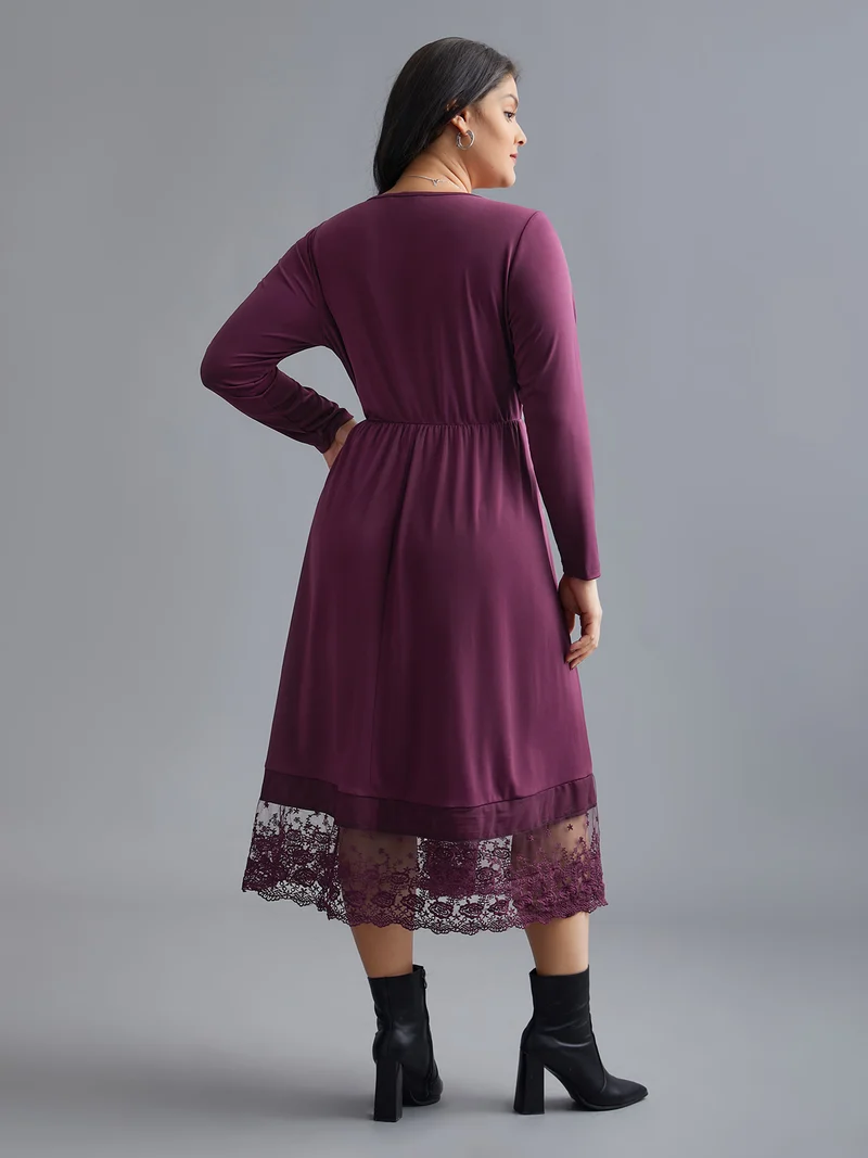 Floral Embroidered Mesh Crisscross Dress