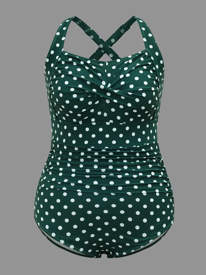 Polk Dot Crossback One Piece Swimsuit
