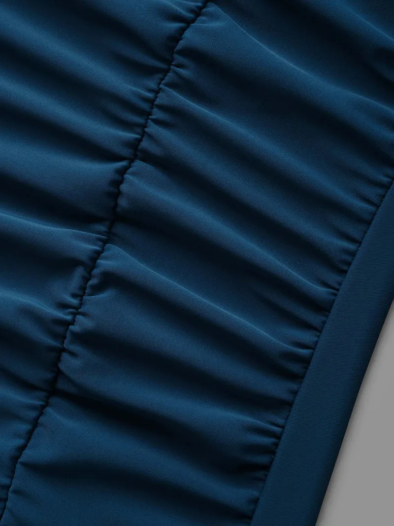 Half Zipper Pleated Swim Top