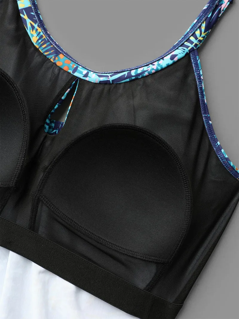 Neck Cut-Out Tropical One-Piece Swimsuit