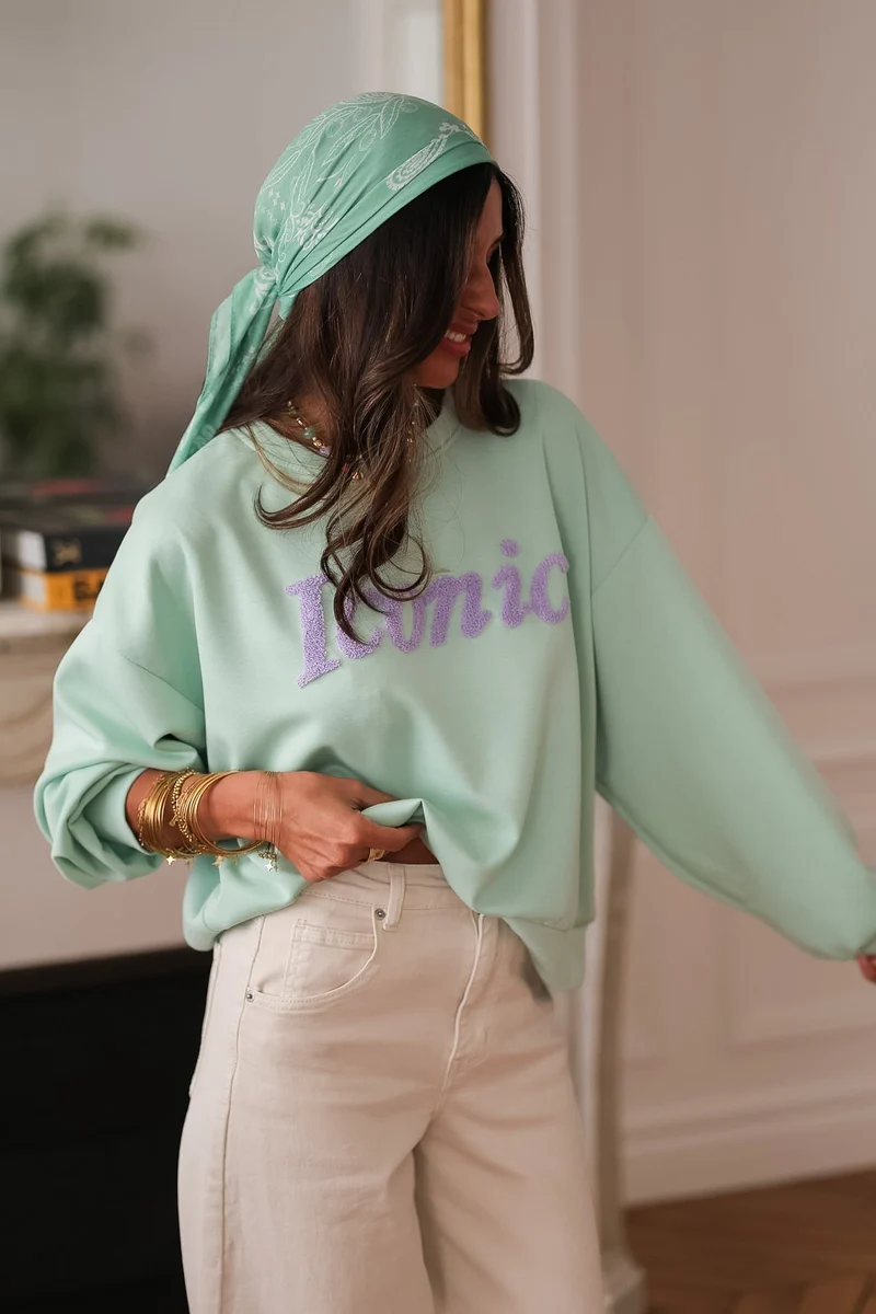 Sweat Iconic vert d'eau