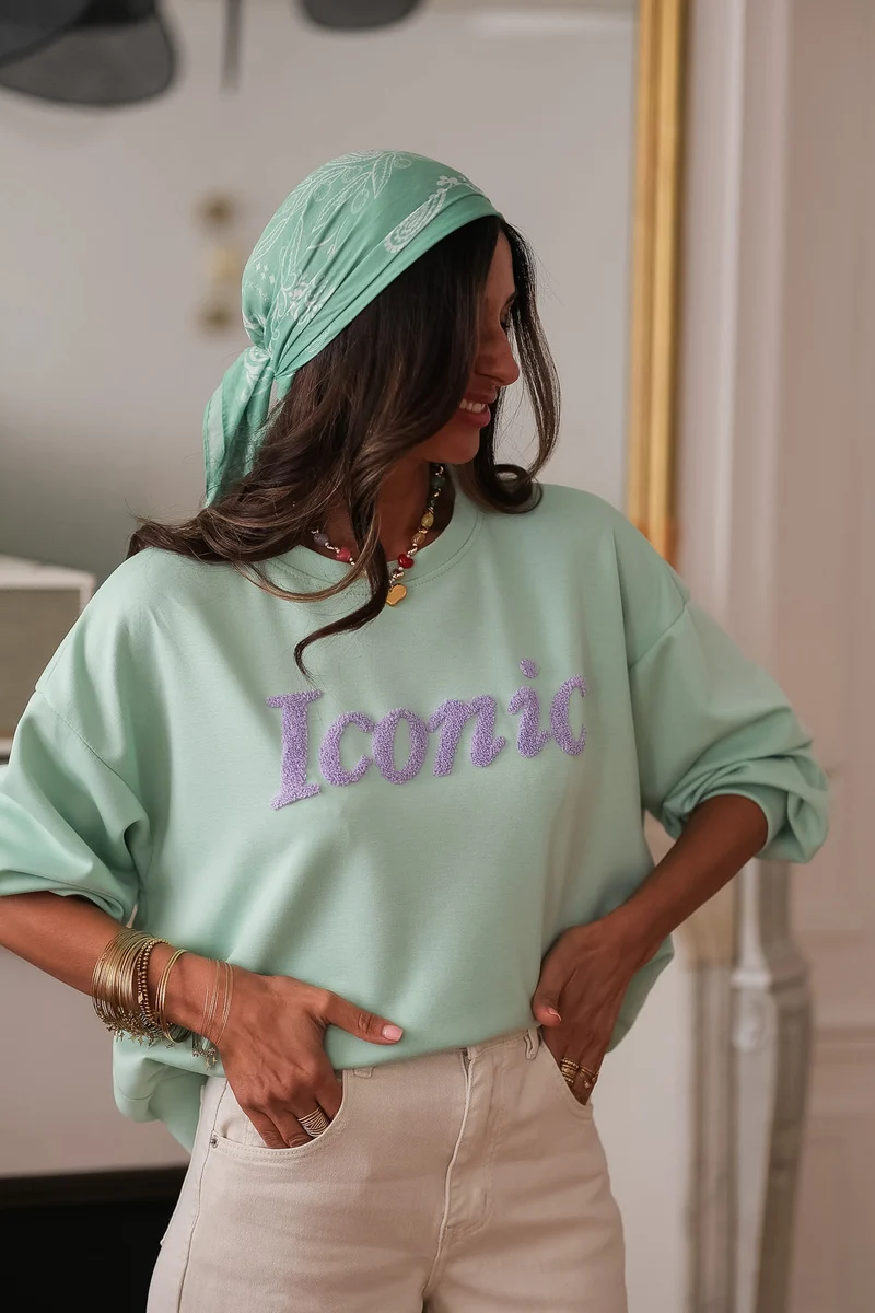 Sweat Iconic vert d'eau