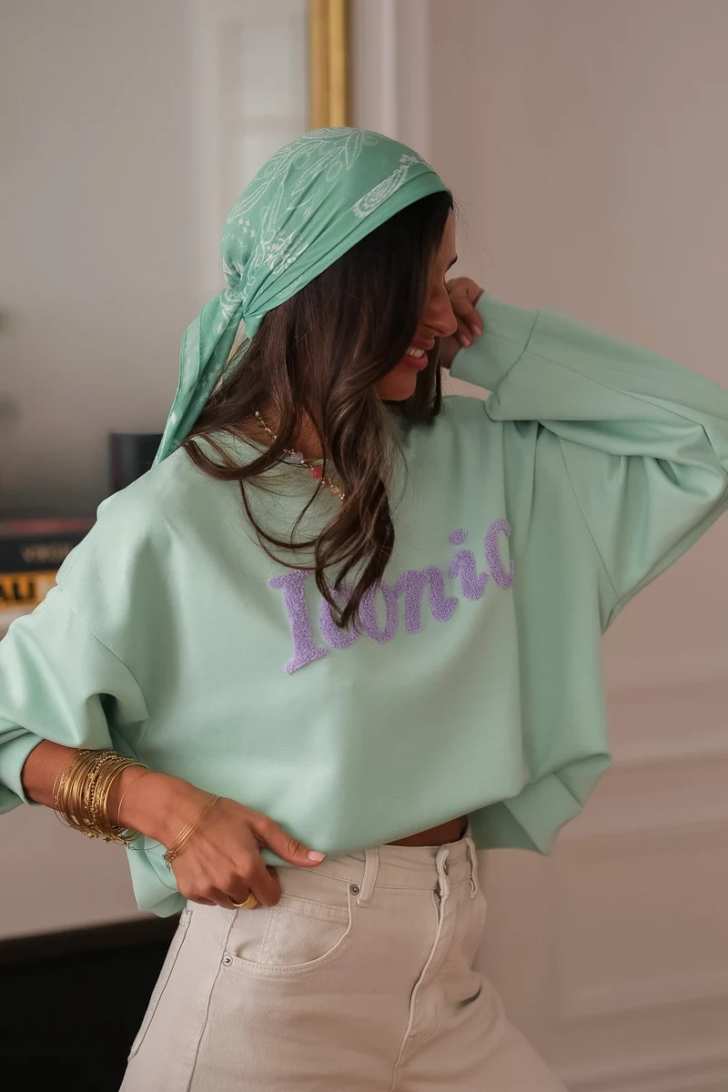 Sweat Iconic vert d'eau