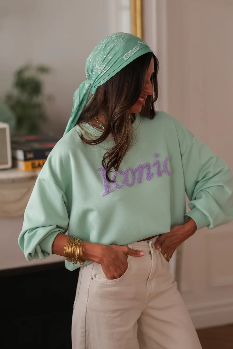 Sweat Iconic vert d'eau