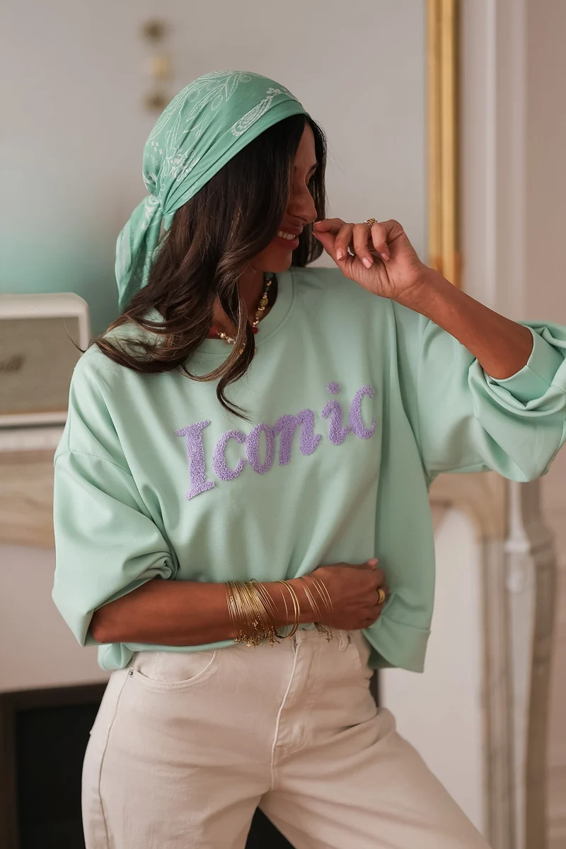 Sweat Iconic vert d'eau