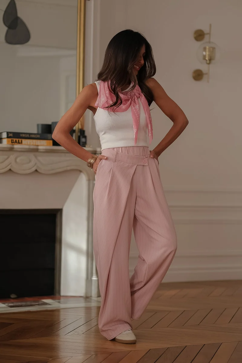 Pantalon Bonnie à rayures rose