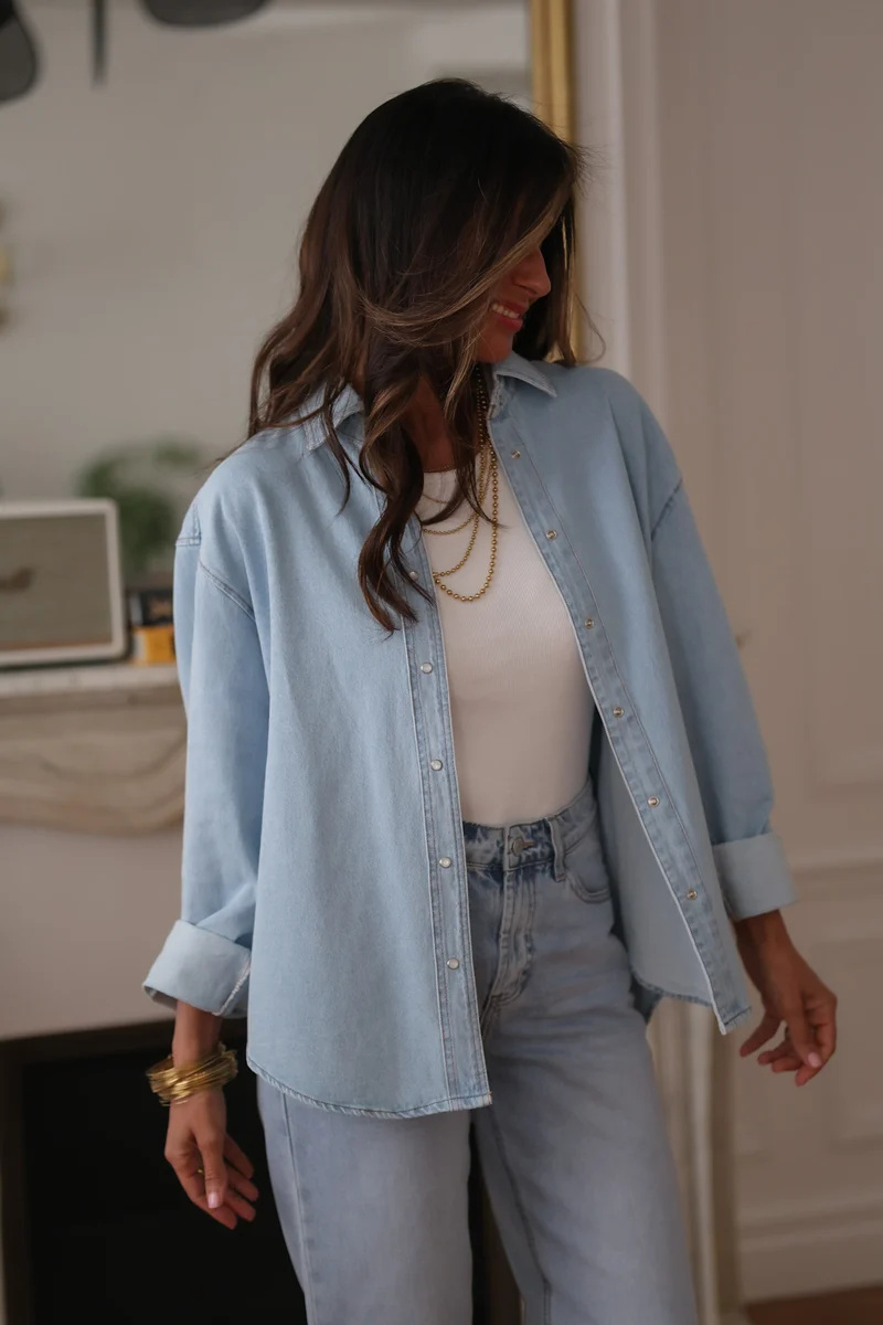 Chemise Evie en jean bleu clair