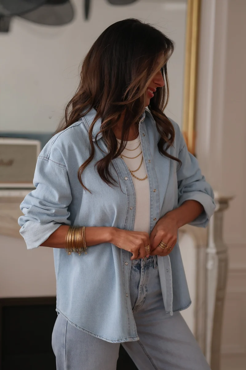 Chemise Evie en jean bleu clair