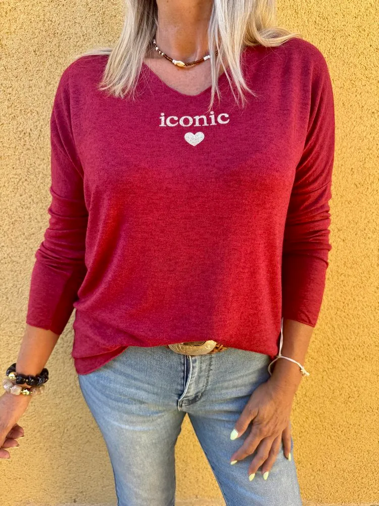 Pull fin Iconic bordeaux