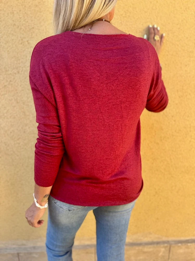 Pull fin Iconic bordeaux