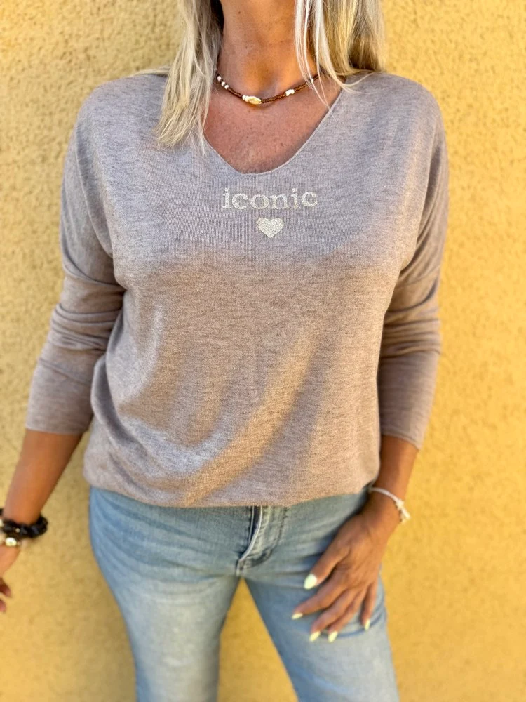Pull fin Iconic taupe