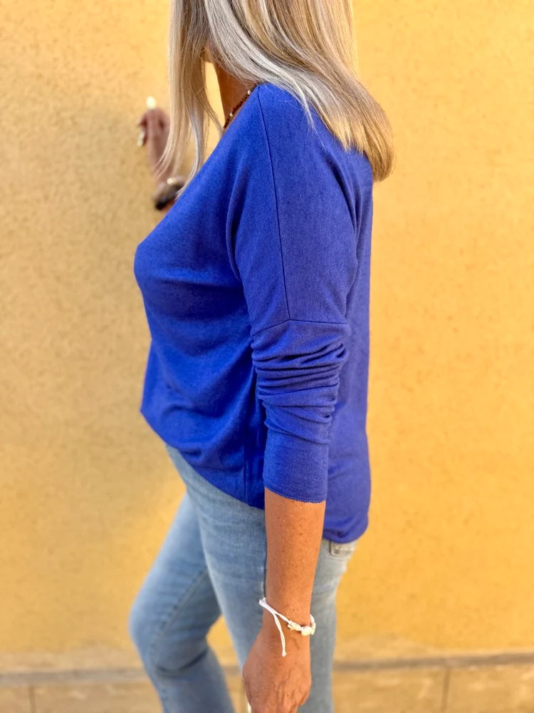 Pull fin Iconic bleu roi