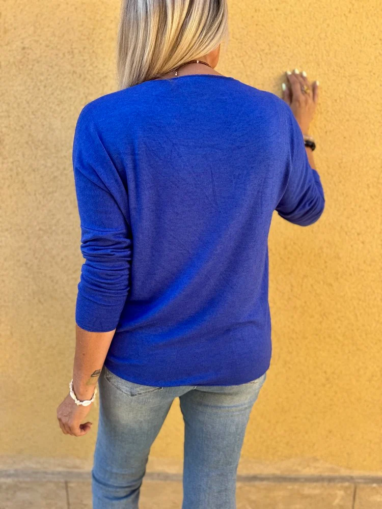Pull fin Iconic bleu roi