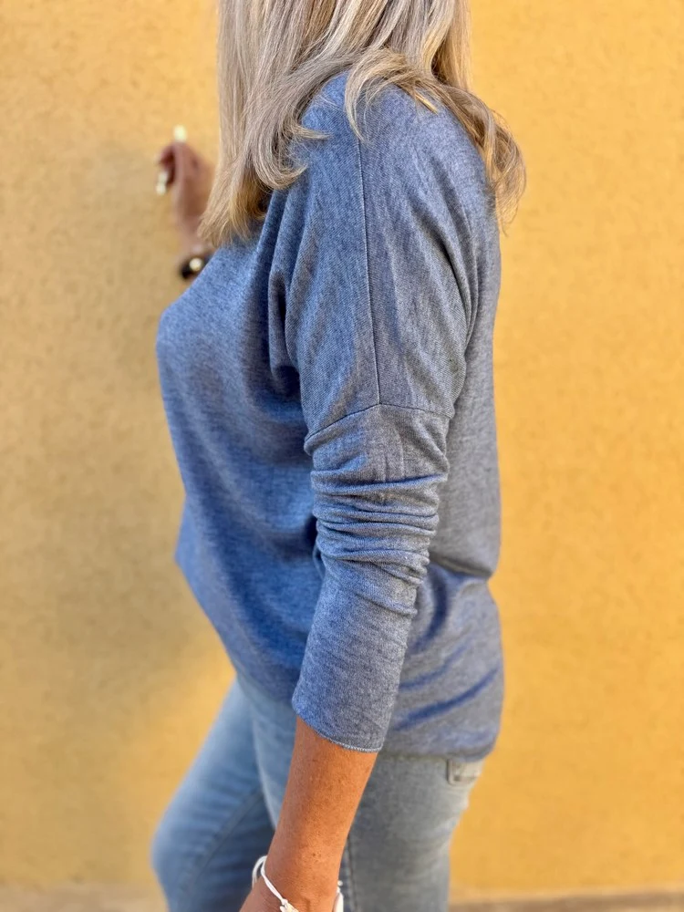Pull fin Iconic bleu jean
