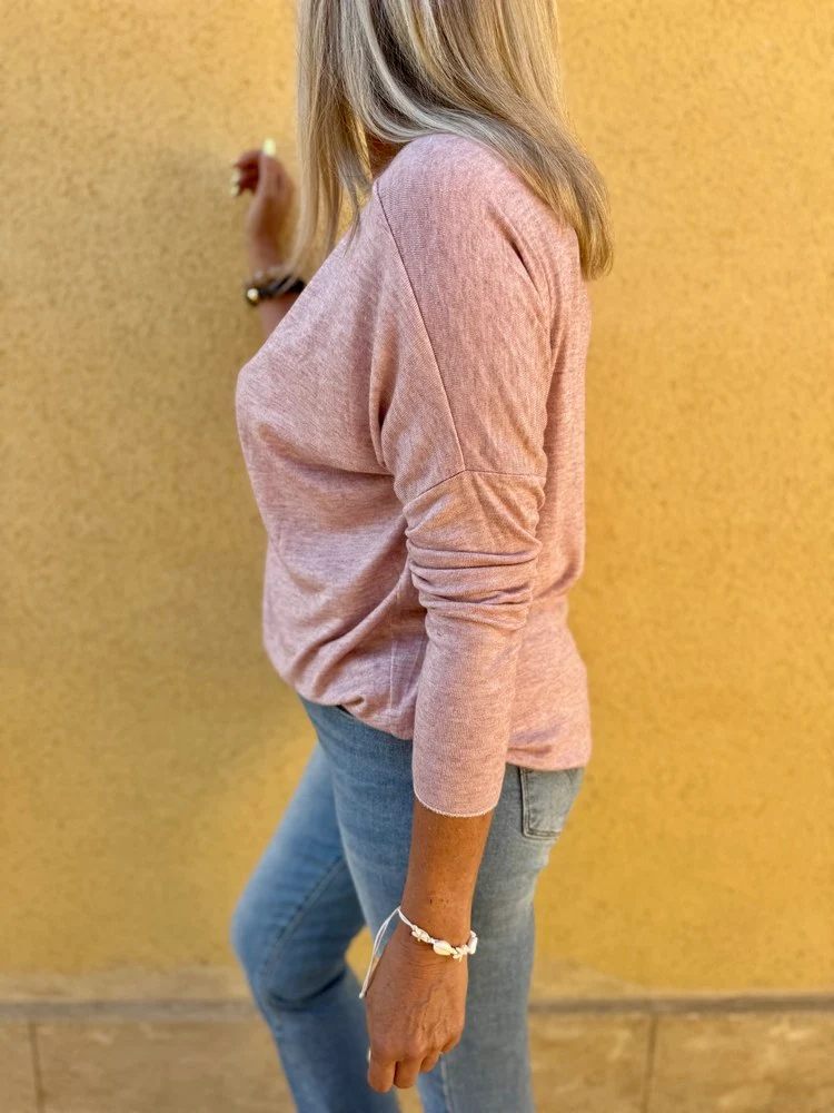Pull fin Iconic vieux rose