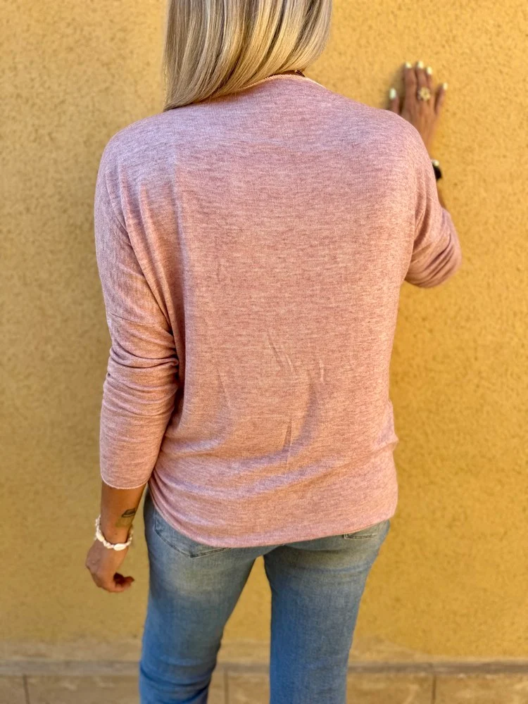Pull fin Iconic vieux rose