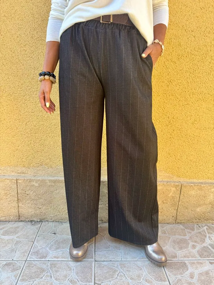 Pantalon rayé ample Tino noir