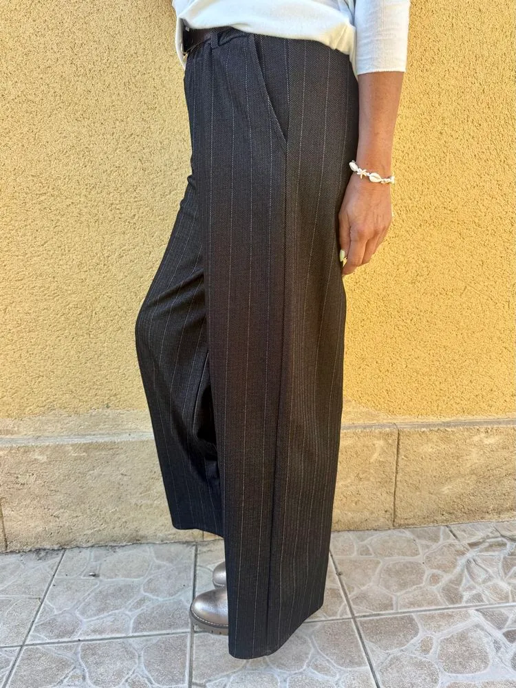 Pantalon rayé ample Tino noir