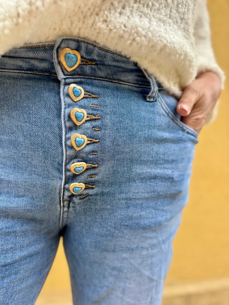 Jean boutons Coeur