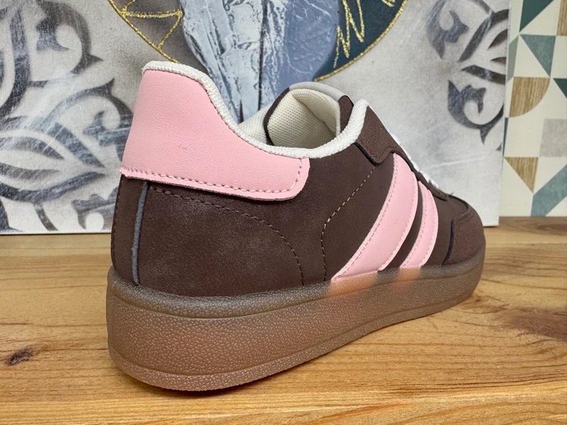 Baskets Alice chocolat et rose