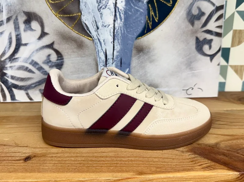Baskets Alice beige et bordeaux