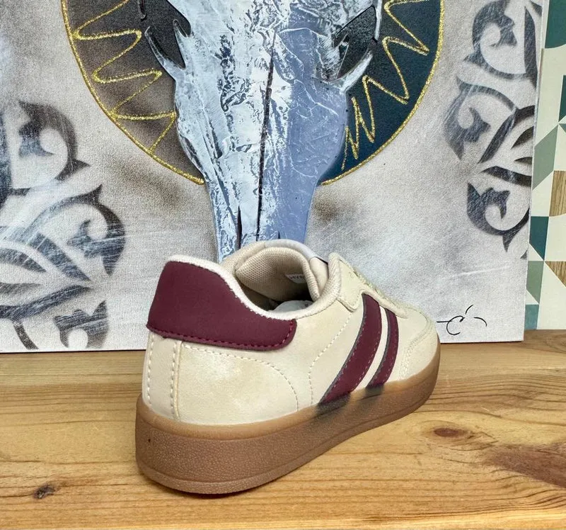 Baskets Alice beige et bordeaux