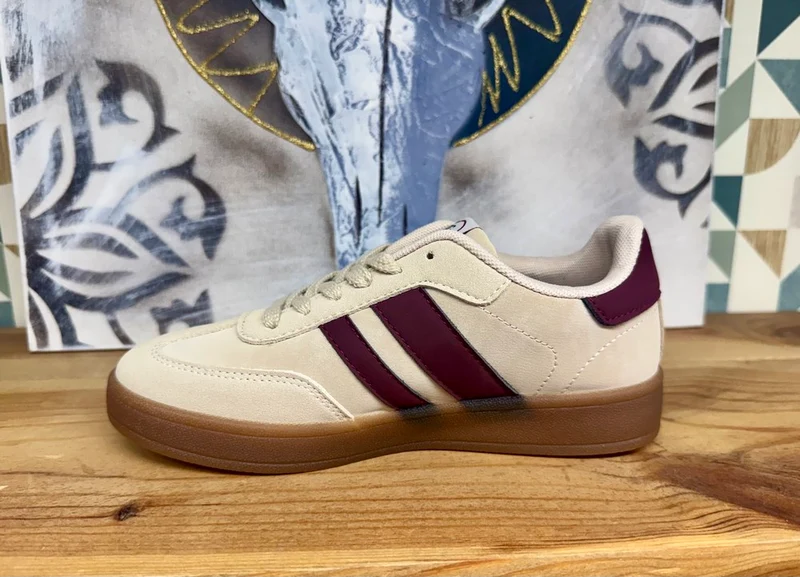 Baskets Alice beige et bordeaux