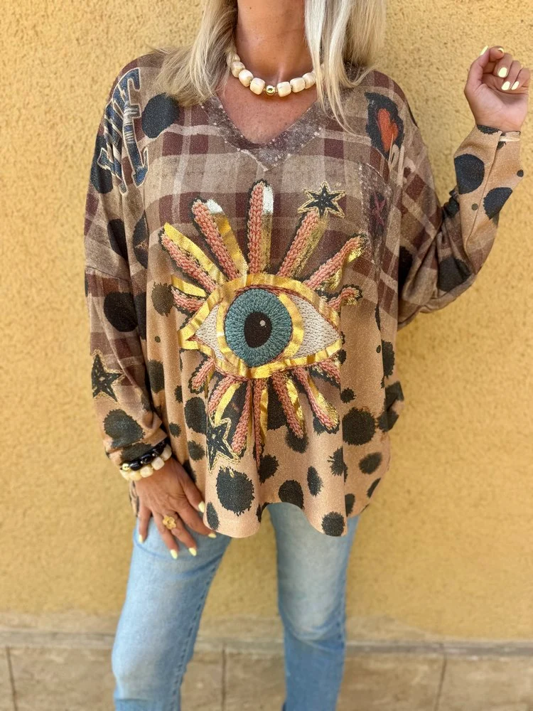 Pull doré méga loose Valentino Eye