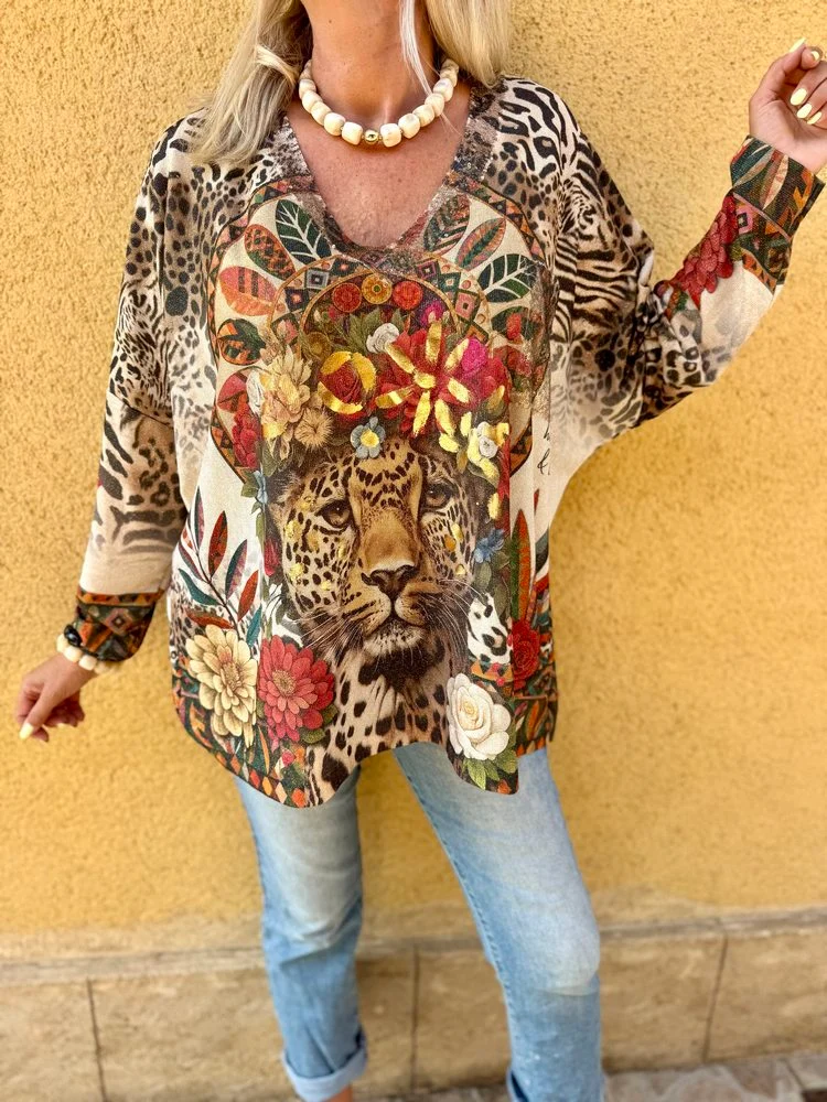 Pull doré méga loose Valentino Panthère