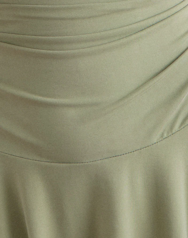 Mini-robe Sunmi en cupro, couleur sauge