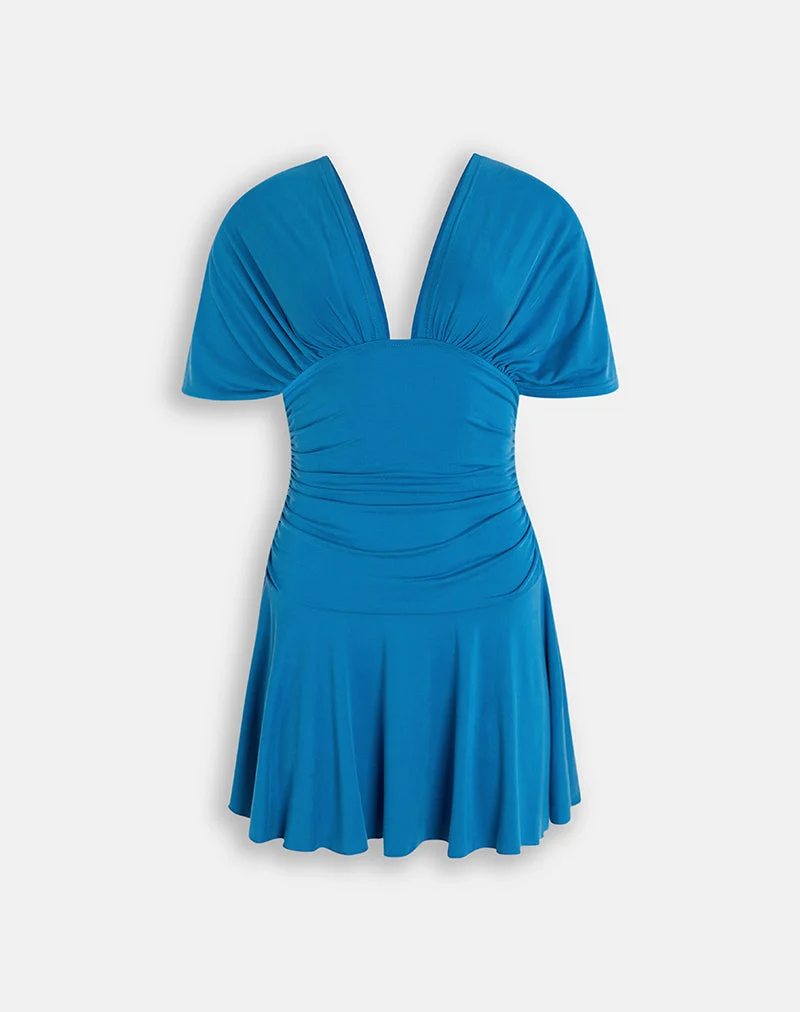 Mini-robe Sunmi en cupro, bleu roi foncé