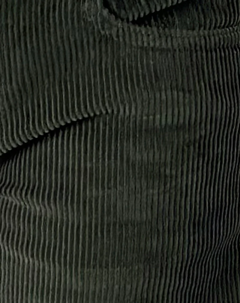 Pantalon parallèle taille basse en velours côtelé vert
