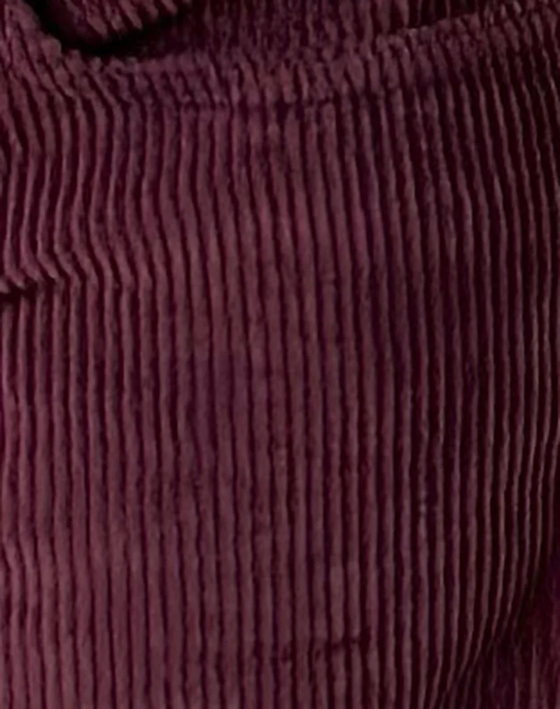 Pantalon parallèle taille basse en velours côtelé bordeaux
