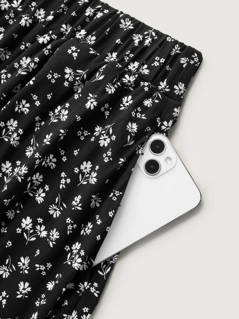 Ditsy Floral Print Stretchy Waist Skirt