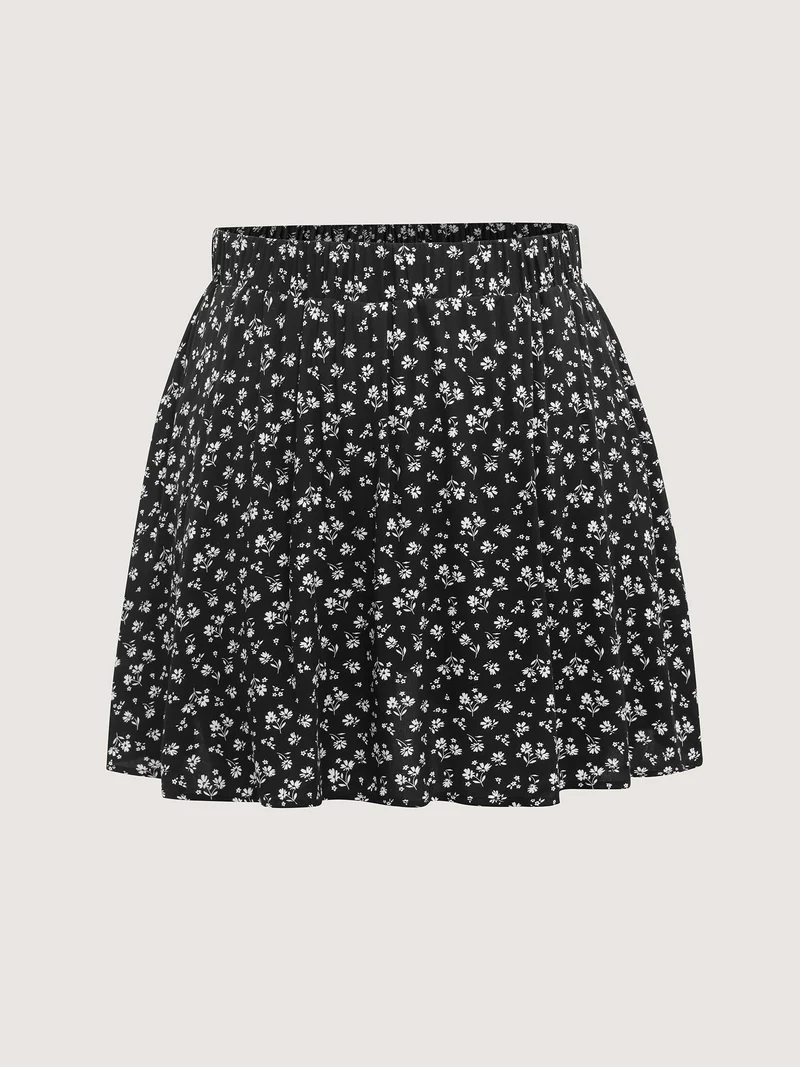 Ditsy Floral Print Stretchy Waist Skirt
