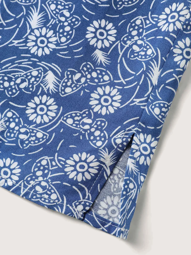 Floral Print Quarter Sleeve Blouse