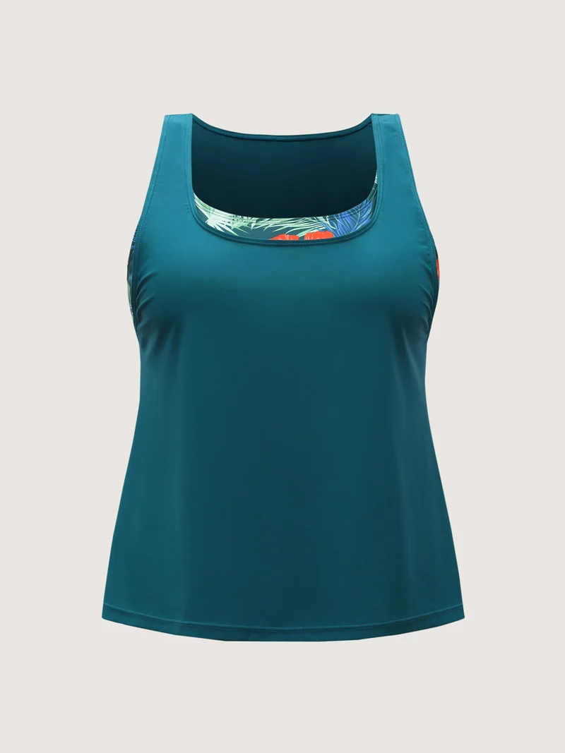 Two-Piece Tropical Print Swim Top